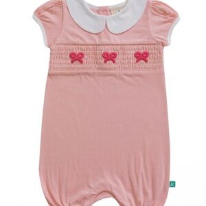 Pink Baby Romper with White Collar